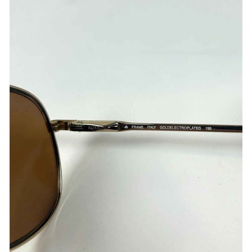 LUXOTTICA STUART GOLD ELECTROPLATED SUNGLASSES FRAMES ONLY ITALY 62-17-150 FLIXX